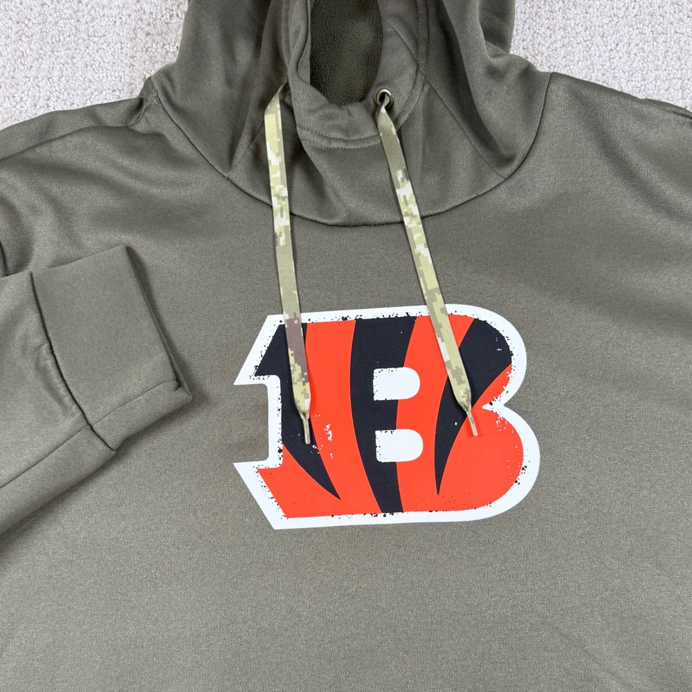 Nike Therma-Fit Mens XL Cincinnati Bengals Salute to Service Green Fleece Hoodie